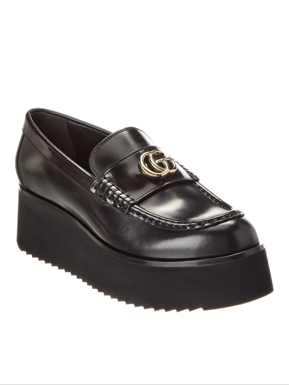 $1,250 Gucci Black Leather Double G Creeper Platform Loafer US 7.5 / 9.5 BNIB